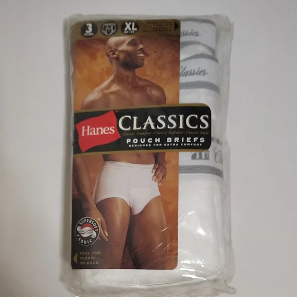 Vintage 2001 Hanes Classics White Pouch Briefs Sz XL 3 Pack - Picture 1 of 9